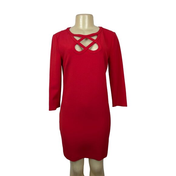 Diane von Furstenberg Women's Red Long Sleeve Shirt Dress Sz 4 - NWT - Picture 1 of 9